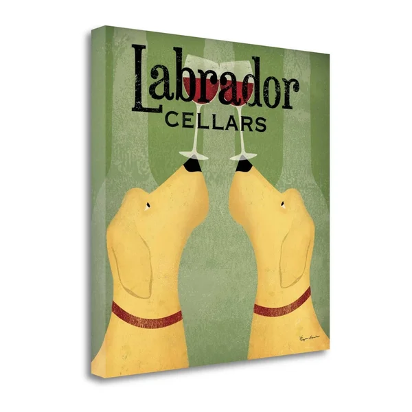 Tangletown Fine Art 'Two Labrador Wine Dogs Square' Vintage Advertisement on Wrapped Canvas