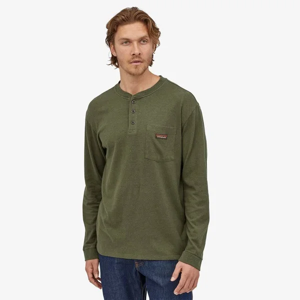 Patagonia Men's Long-Sleeved Work Henley Pocket Tee - Workwear Shirts & Tops - Green - 53390 - S