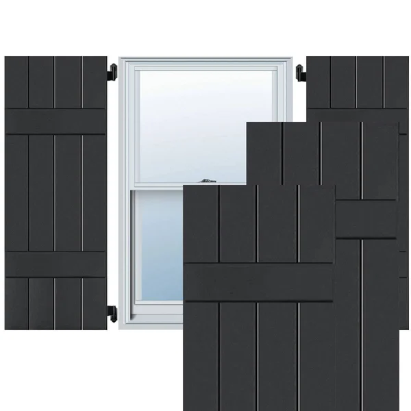 Ekena Millwork 2-Pack 15-in W x 33-in H Black Board and Batten Wood Western Red Cedar Exterior Shutters - RWB15X033BLW