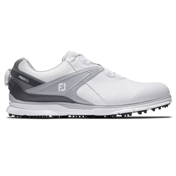 FootJoy Men's Pro/SL Boa Golf Shoes - White/Grey, 7 W US