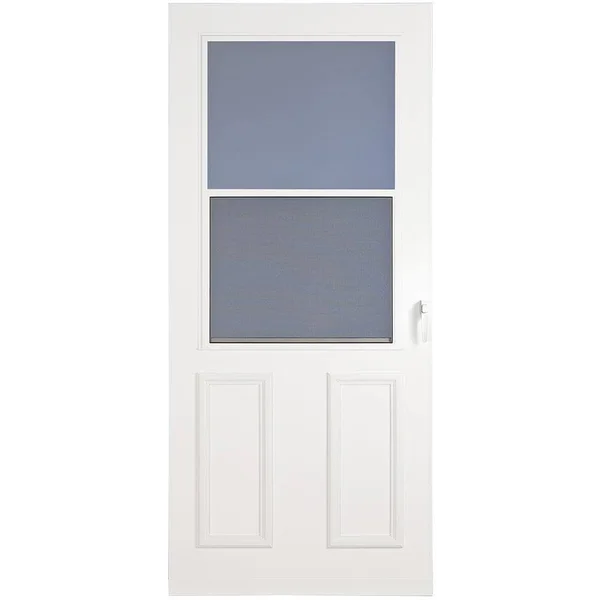 Larson Villager 36-in x 81-in White High-View Wood Core Storm Door, 029332U