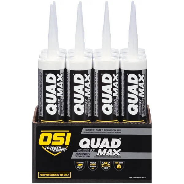 OSI Quad Max 9.5 fl. oz. Beige #455 Exterior/Interior WINDOW, DOOR, Siding Sealant (12-Pack) 1869413