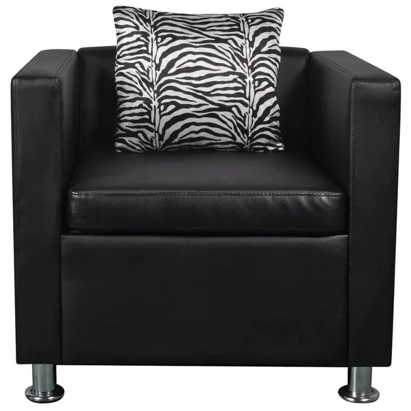 vidaXL Cube Armchair Artificial Leather Black