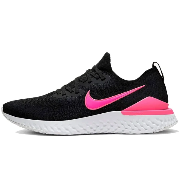 Men's Epic React Flyknit 2 (D - Regular) Running Shoe - Black, Pink Blast, White, 13