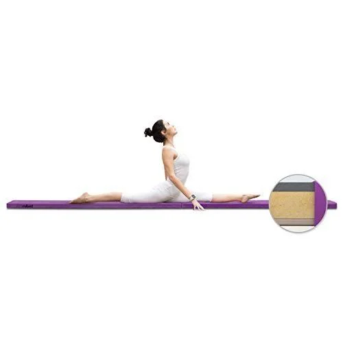 Milliard Wood Balance Beam 9.5 Feet Gymnastics Folding Intermediate Level Floor Beam - Wood Base with Foam Top and Carry Handle f