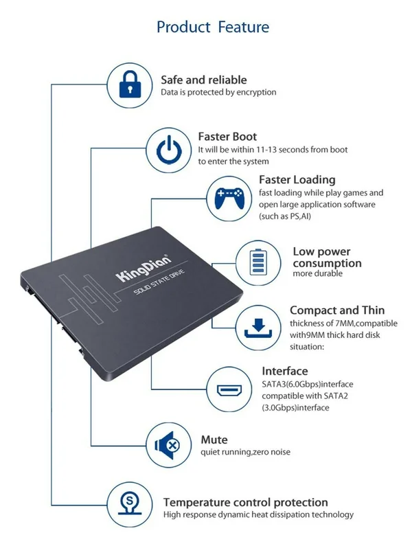 Kingdian 2.5 inch SATA3 240GB SSD Internal Solid State Drive for Laptop Desktop