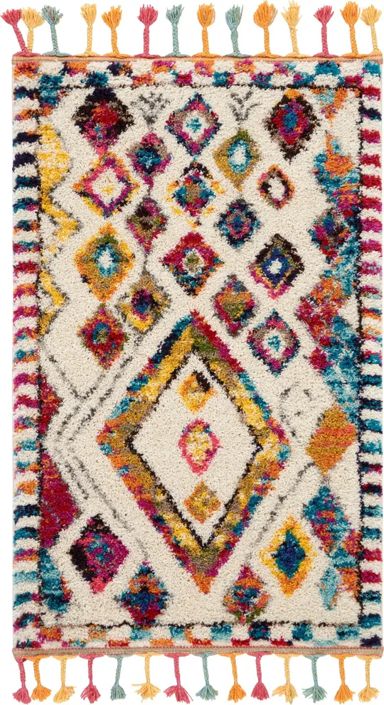 Nourison Moroccan Casbah MCB02 Ivory/Multicolor Area Rug, 5&3x22 x 7&9x22