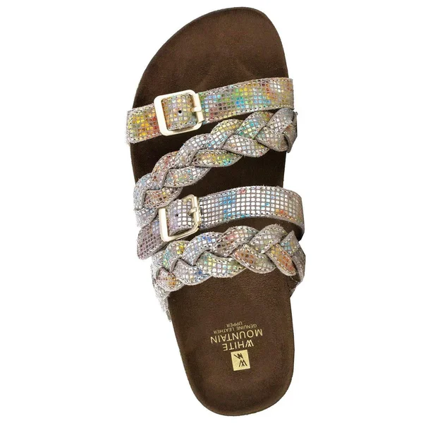 White Mountain Women's Holland Slide, Light Blue Leather