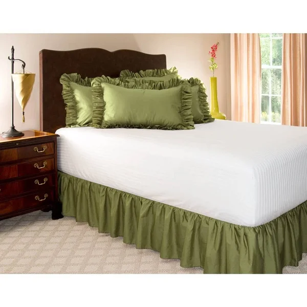 Ruffled Bed Skirt Full, Stone 21 inch Drop Bedskirt with Platform, Wrinkle and F