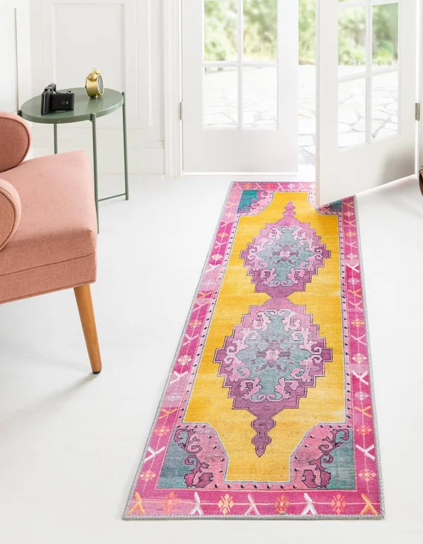 Timeless 8 ft Runner Yellow Area Rug