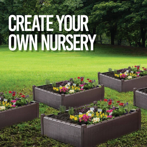 Ogrow 39x22 Square Wicker Raised Garden Bed with Premium Canopy Cover
