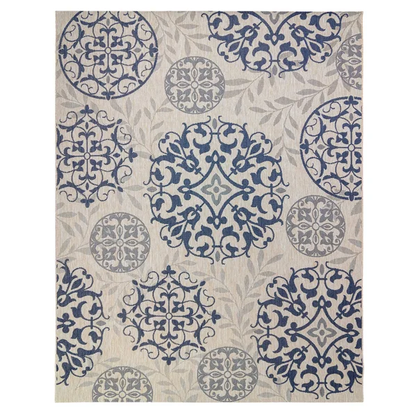 Gertmenian Paseo Emilia Indoor Outdoor Rug, Beig/Green, 8x10 ft