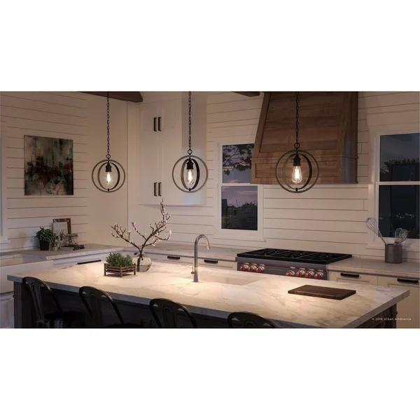 Luxury Vintage Pendant Light - 14x22H x 12x22W, with Modern Farmhouse Style, Charcoal Finish by Urban Ambiance UHP2214