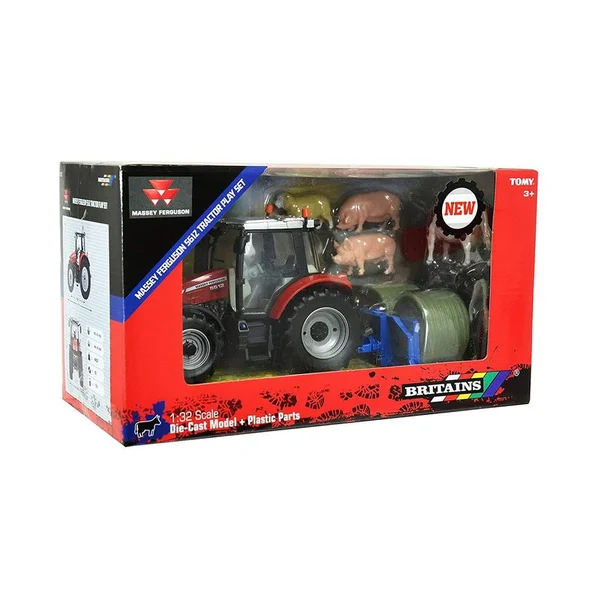 Britains Massey Ferguson Tractor Playset 1:32 Farm Vehicle 43205