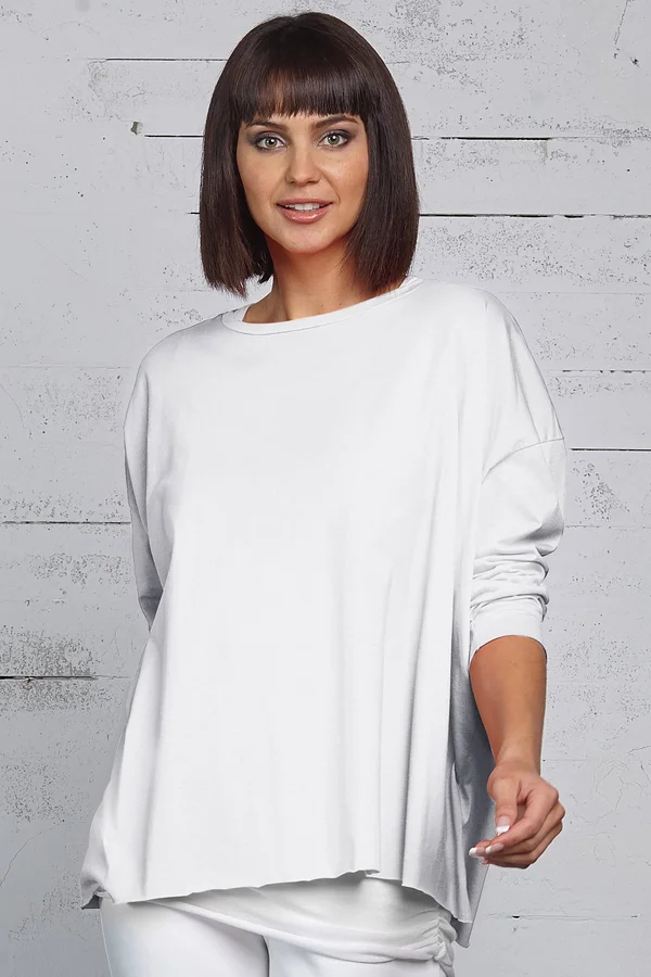 Boxy Tee by Planet - White, One Size (4-14) (Knit Top)