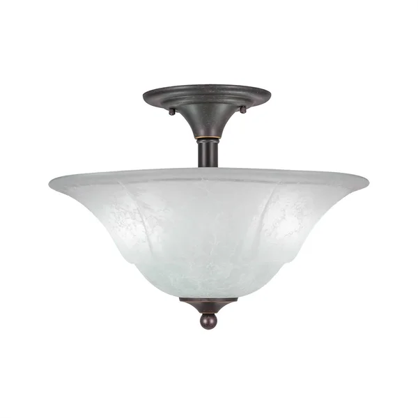 Toltec Lighting-121-DG-53615-Two Light Semi-Flush Mount Dark Granite Finish with White Marble Glass