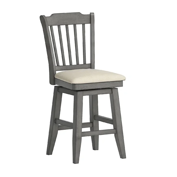 Eleanor Slat Back Wood Swivel Counter Stool by Inspire Q Classic - Antique Grey - Counter Height