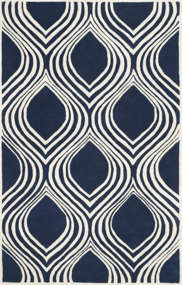 Safavieh 5& x 5& Round Chatham CHT758C Dark Blue - Ivory Rug