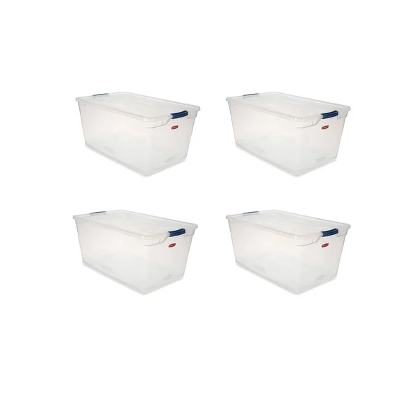 Rubbermaid Cleverstore 95 Quartt Latching Plastic Storage Container & Lid - Clear