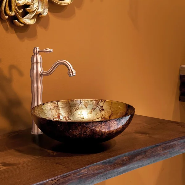 Copper Bathroom Vessel Sink Faucet - Single Handle One Hole Commercial Basin Mix