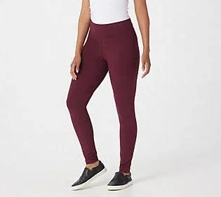 Susan Graver Regular Weekend Premium Stretch Leggings, Size XX-Small, Deep Raisin