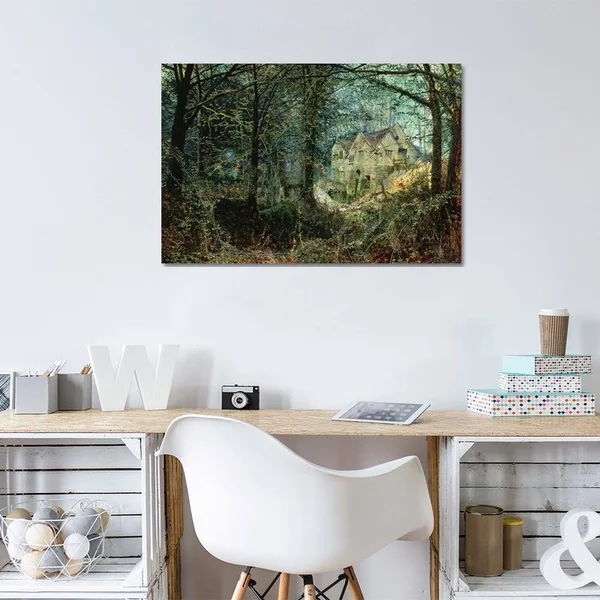 John Atkinson Grimshaw Canvas Wall Decor Prints - Autumn Glory: The Old Mill - 1869 Style > Oil Painting art)