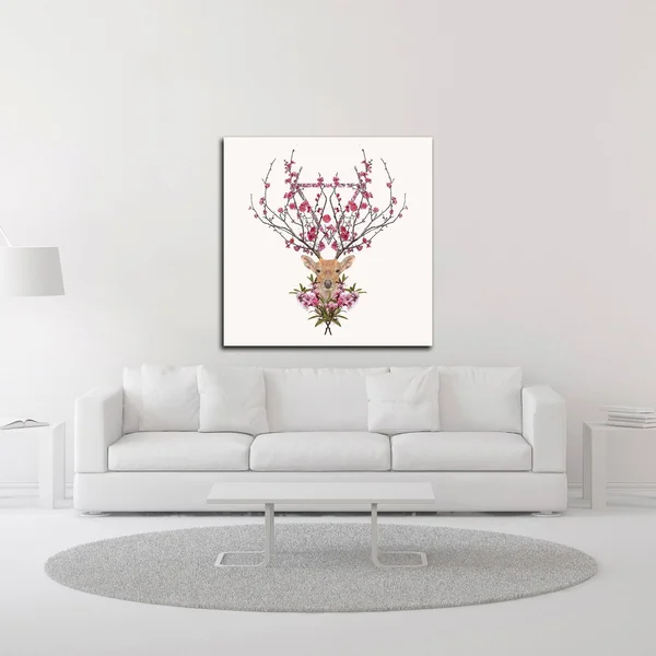 18x22 x 18x22 Spring Deer by Robert Farkas Print on Canvas