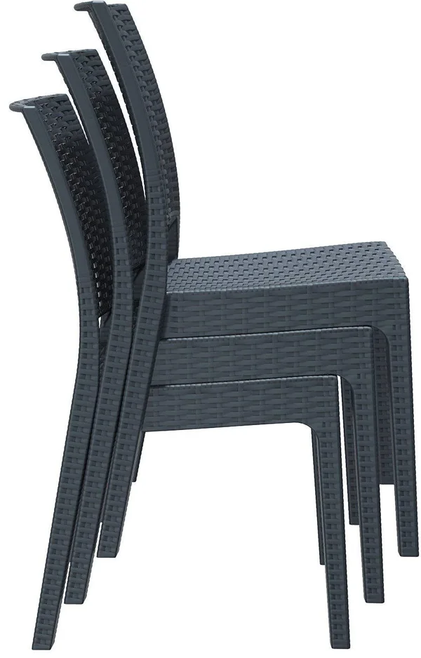 Florida Resin Wickerlook Dining Chair Dark Gray