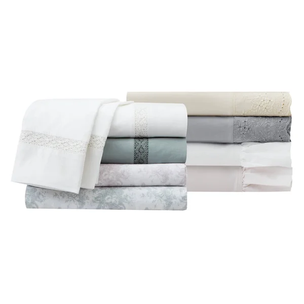 Soft Wash Vintage Crochet Lace Sheet Set - King - Grey/Blue