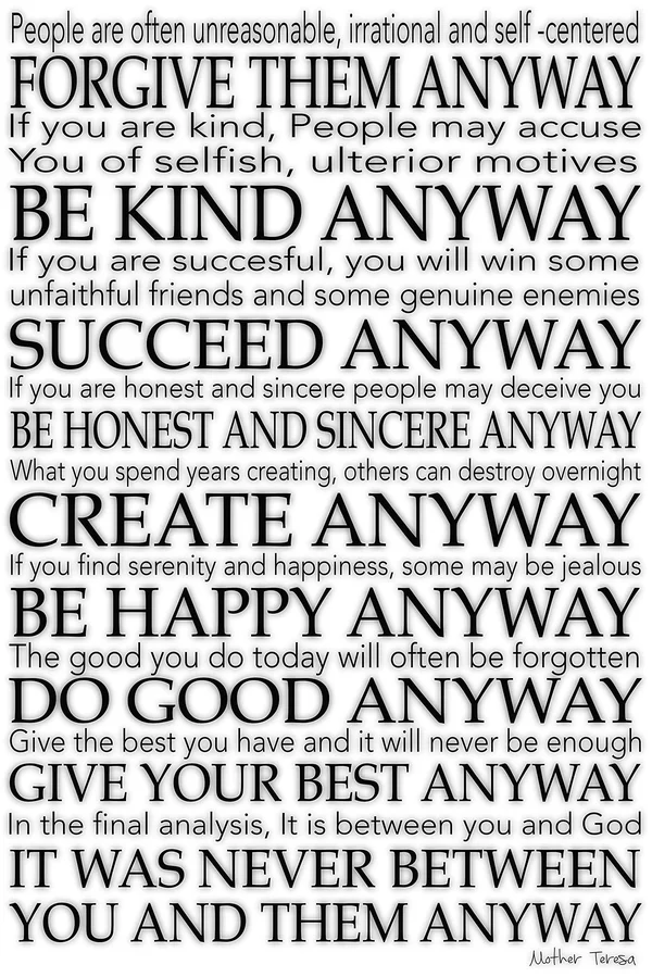 Canvas Mother Teresa Quote 24x16 Gallery Wrap Motivational Typography