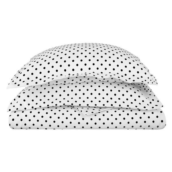 Superior Polka Dot 600-Thread-Count Duvet Cover Set, Cotton Rich, Full/Queen, White