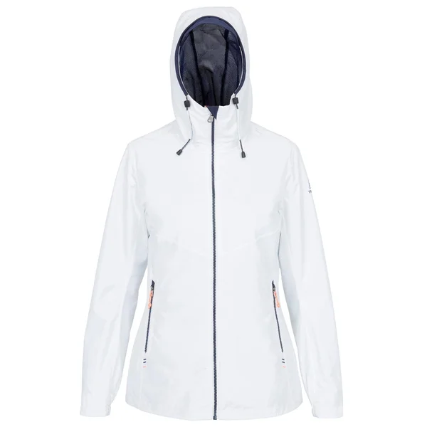 Tribord Women's 100 - Waterproof Sailing Jacket in White/Navy, Size Xs