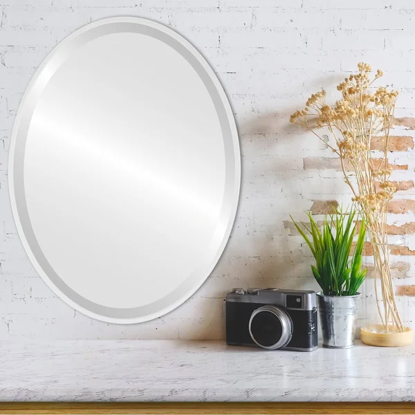 Singapore Framed Oval Mirror - Linen White - 22 5/8x22x28 5/8x22