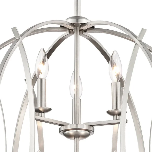 Brushed Nickel Spherical 24x22 Wide 6-Light Pendant Chandelier