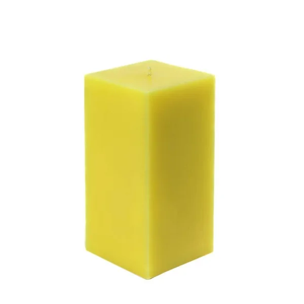 Zest Candle 3 in. x 6 in. Yellow Square Pillar Candle Bulk (12-Case)