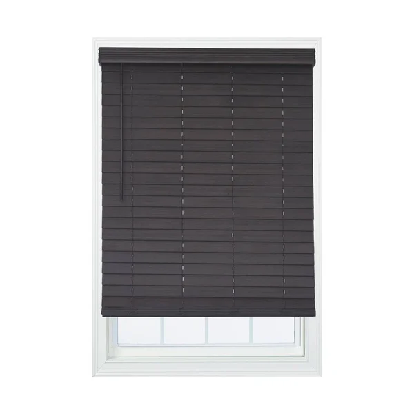 Allen + Roth 2.5-in Slat Width 49-in x 72-in Cordless Walnut Faux Wood Room Darkening Horizontal Blinds in Brown - DFHSD5472-49