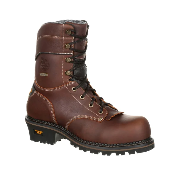 Men's Georgia Boot GB00235 Amp LT Logger Waterproof Work Boot, Size: 11, Brown