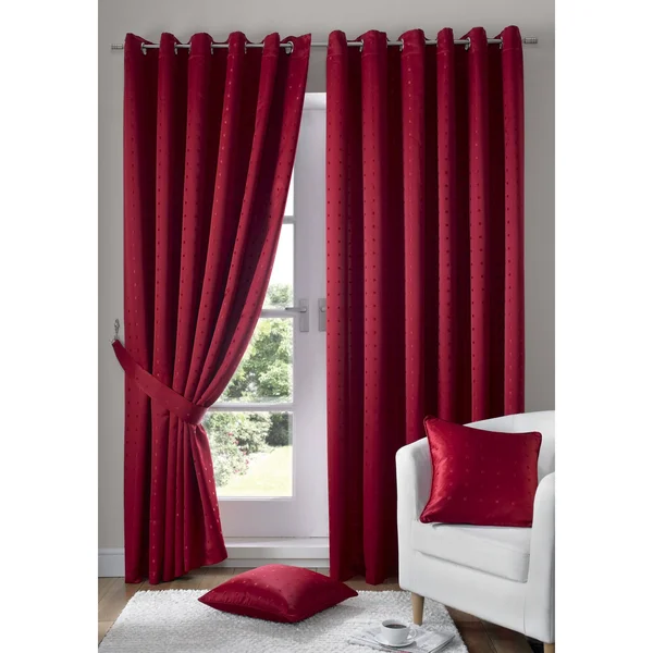(W90x22 x D72x22 (229cm x 183Cm)) Heavyweight Dobby Fabric Fully Lined Ready Made Eyelet Curtains