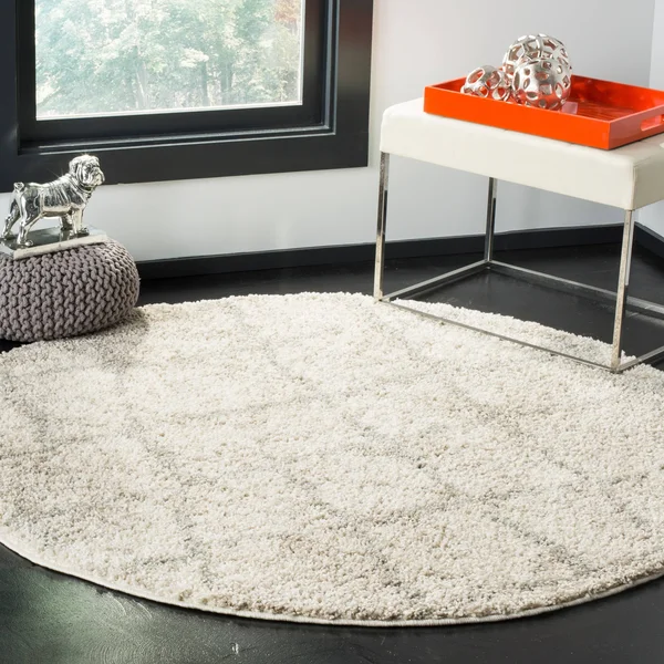 Safavieh Berber Shag BER162C Cream - Light Grey Rug 5&1x22 x 5&1x22 Round
