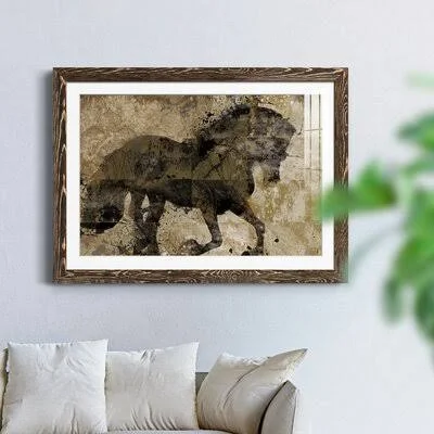 Midnight Stallion - Picture Frame Graphic Art Union Rustic Frame Color: Walnut Framed - Size: 23x22 H x 32x22 W x 1x22 D