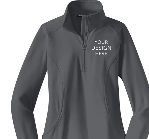 Custom Printed Sport - Tek Women's Ladies Sport-wick? Stretch 1/2-Zip Pullover - Size: XL, Charcoal Grey
