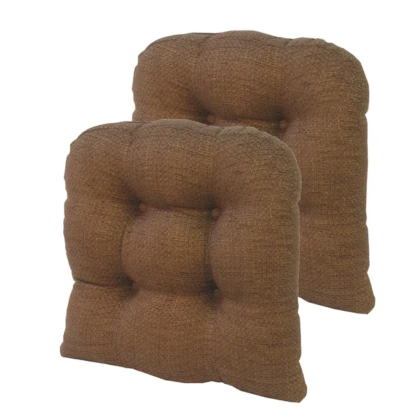 Klear Vu Tyson Non-Slip Extra Large Overstuffed Tufted Dining Chair Pad - 17 inch x 17 inch, 2 Pack, Chocolate 2 Count