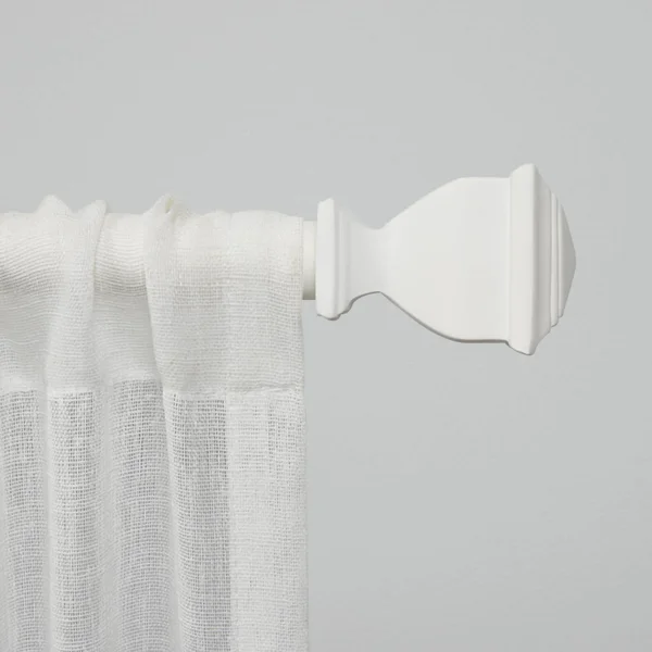 Exclusive Home Curtains Napoleon 1 inch Window Curtain Rod and Finial Set, Adjustable 66 inch-120 inch, Matte White