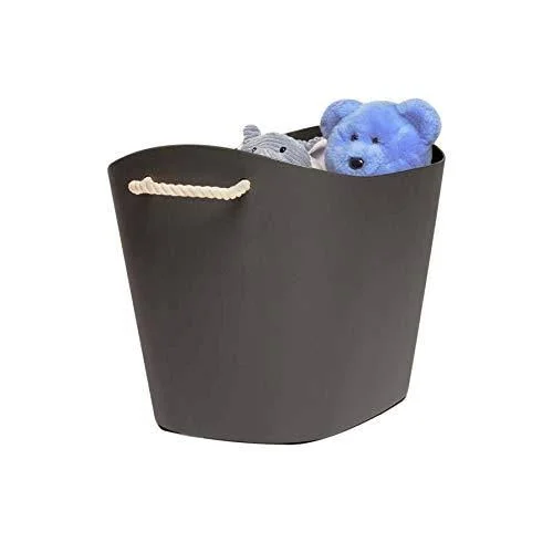 Homz Handles, Storage Bin, Waterproof, Cool Gray Base, White Rope Flexible Tub