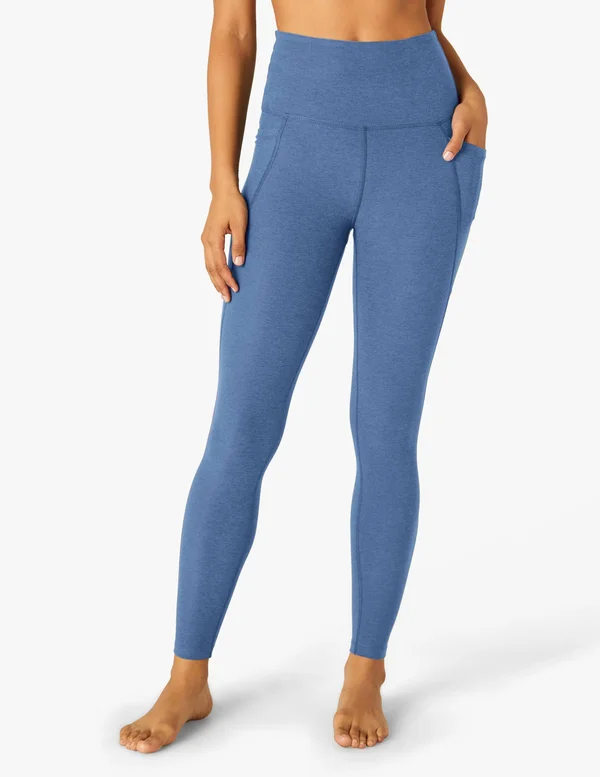 Beyond Yoga Out of Pocket Space Dye High-Waist Mid Leggings, Washed Denim, Women's, XX-S