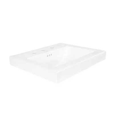 Ronbow 216624-8-WH Ceramic Rectangular Vessel Bathroom Sink with Overflow Top Finish: White, Faucet Mount: 8x22 Widespread