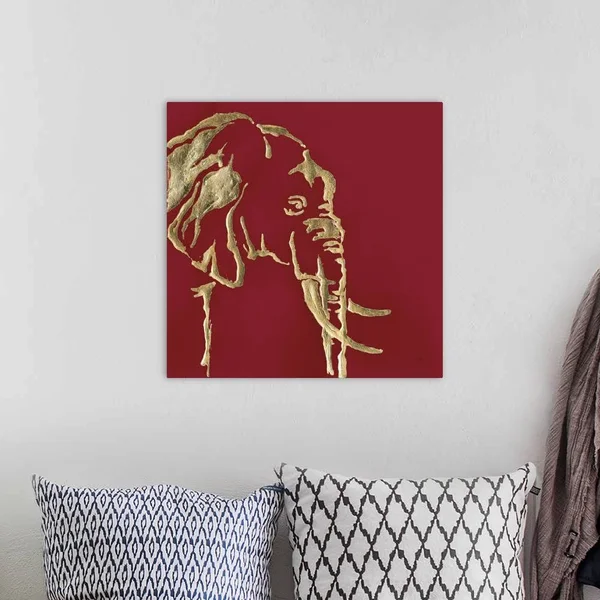 Gilded Elephant on Red, Canvas Wall Art, 20x20, Great Big Canvas
