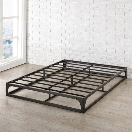 MELLOW Ace of Base - 9 inch Hinged Metal Platform Bed with Heavy Duty Steel Slats - Black, Size: Full, 38.00 x 74.50 x 9.00 Inches
