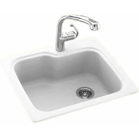 Swan White Solid Surface Single Bowl Kitchen Sink 25x22 x 22x22