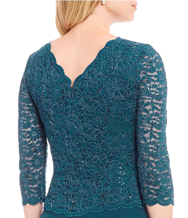 Alex Evenings Sequined Lace Gown - Taupe